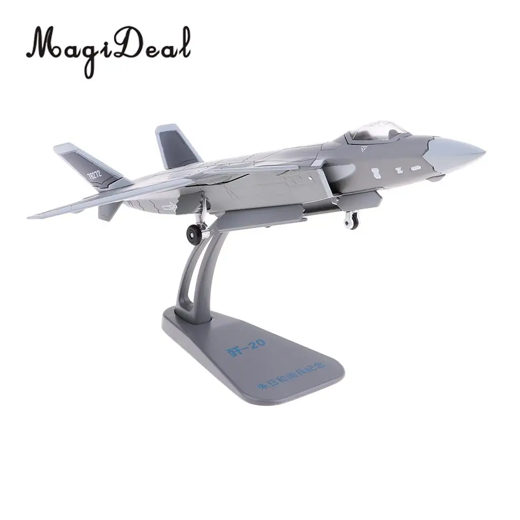 MagiDeal 1:100 Scale Metal China Airforce J-20 X-UFO Fighter Toy Model Airplane Aircrafts with Stand Warplane Ornaments