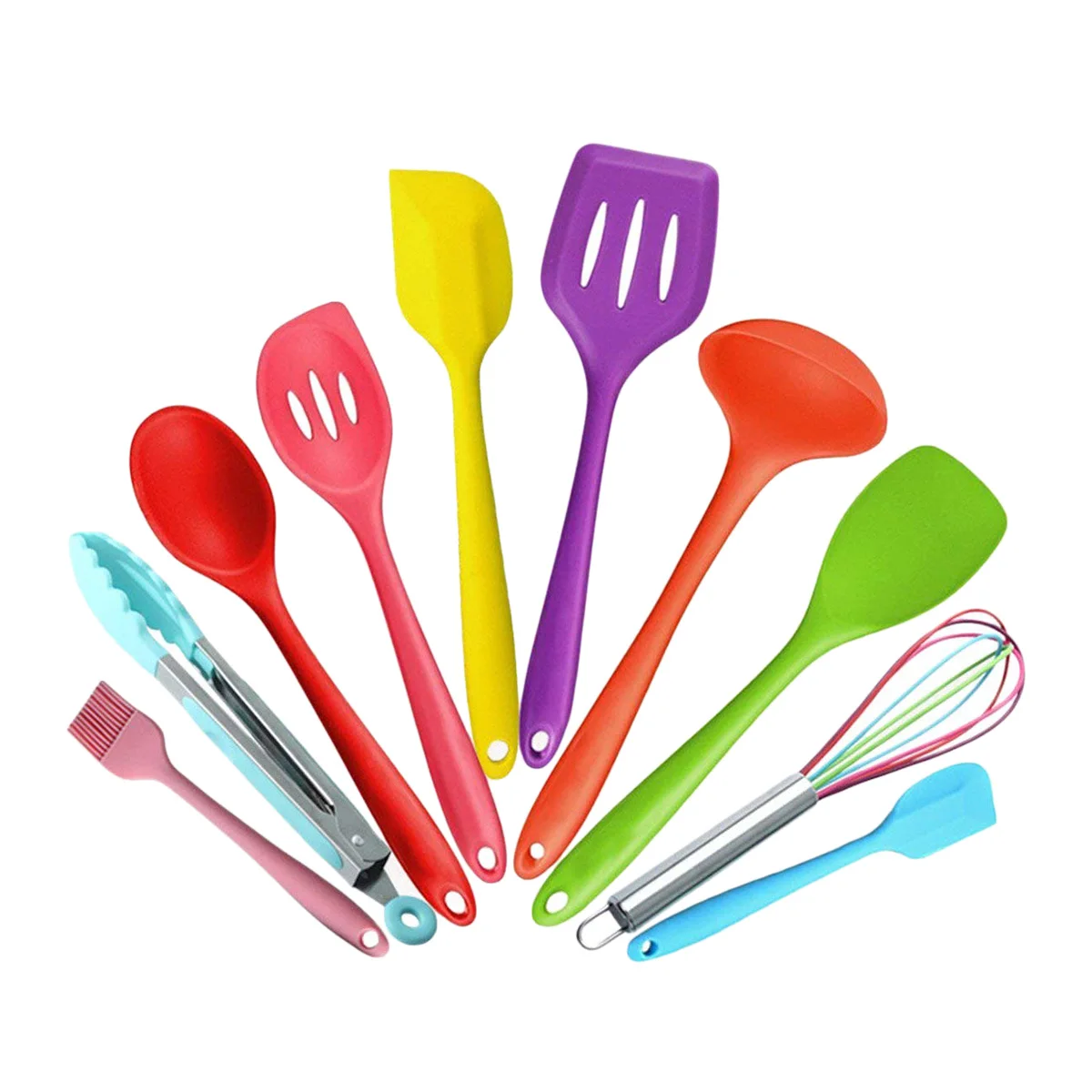 

10pcs Silicone Kitchen Utensils Silicone Cooking Set Pliers Whisk Slotted Spoon Soup Spoon Heat Resistant Cooking Uten