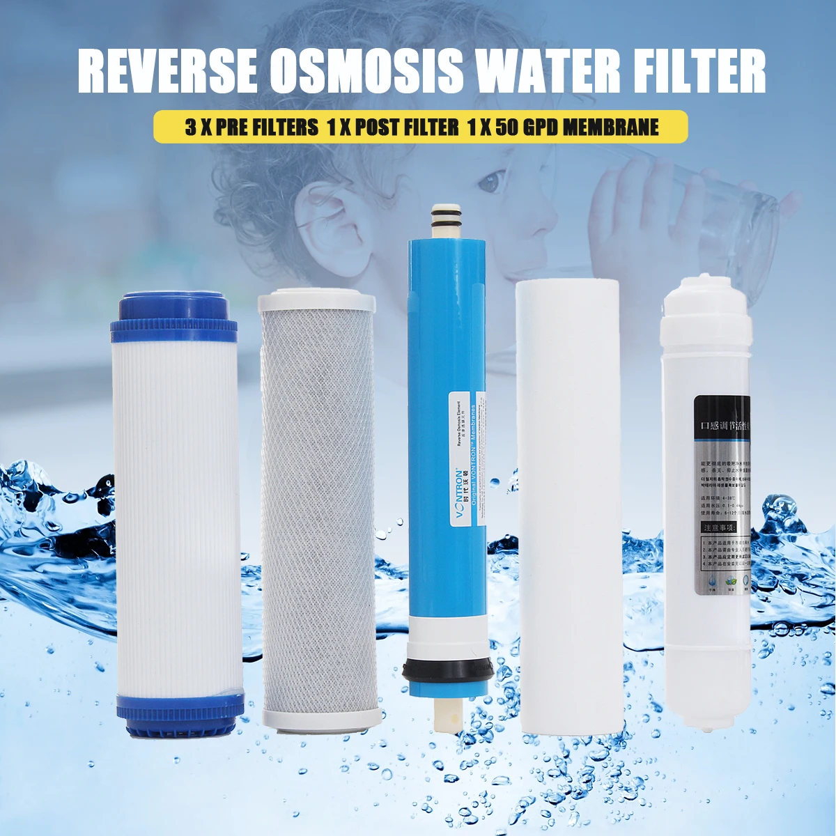 75 GPD Umkehrosmose Anlage Membran RO Wasserfilter System Ersatzfilter Patrone 75 GPD Umkehrosmose Anlage Membran RO Wasserfilter System Ersatzfilter Patrone