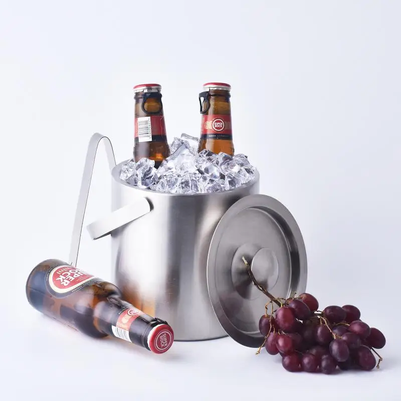 

Stainless Steel Ice Cube Container Double Walled 1.3 Liter Ice Bucket As Ice Container With Tongs And Lid Bar Supplies