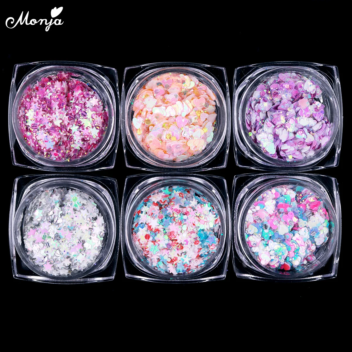 Monja 6 Box/set de decoración de uñas lÔser ultrafino AB brillo autoadhesivo escamas lentejuelas mezcladas DIY adornos Accesorios Monja 6 Box/set de decoración de uñas lÔser ultrafino AB brillo autoadhesivo escamas lentejuelas mezcladas DIY adornos Accesorios
