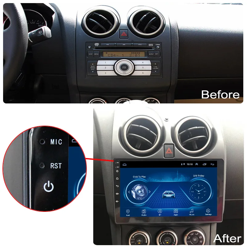 Clearance Android 8.1 Car Audio Player 9 inch For Nissan Qashqai 2006-2013 Car GPS Navigation With HD Screen,Playstore,Wifi 2