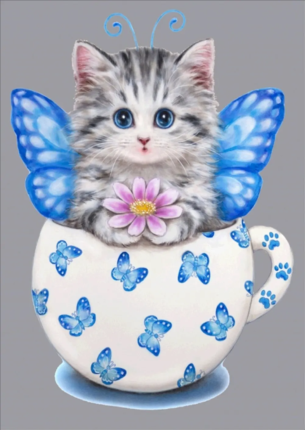 

5D DIY Diamond Painting kit Kitten in a teacup Rhinestone Embroidery Cross Stitch Full Drill Arts for Craft Home Wall Decor Gift