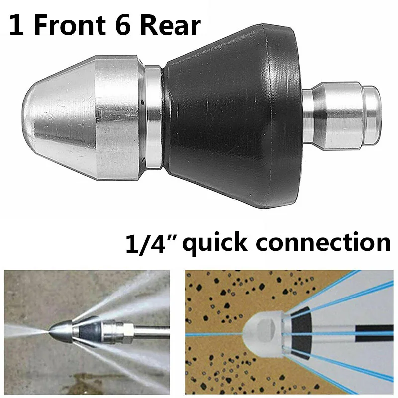

1 Front 6 Rear 1/4" Pressure Washer Drain Cleaning Jetter Pipe Dredge Nozzle High Pressure Car Washers