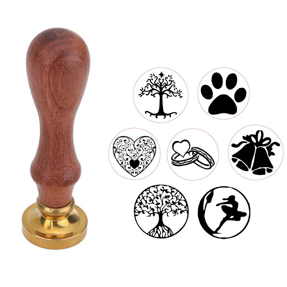 

Retro Wax Print with Wooden Handle Grip Fire Indian Seal Stamps Cute Festival Wedding Decorative Arts Crafts Sew Stamping Tool