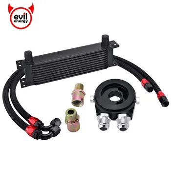 

evil energy AN10 10Row Transmission Oil Cooler+Oil Adapter Filter Cooler Plate Kit+Stainless Steel Oil Hose Line Engine Parts