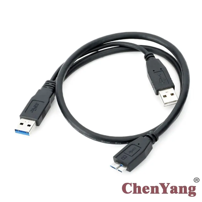 

CY Chenyang Micro USB 3 Y to Two USB3.0 A Male Cable 50CM for Mobile HDD