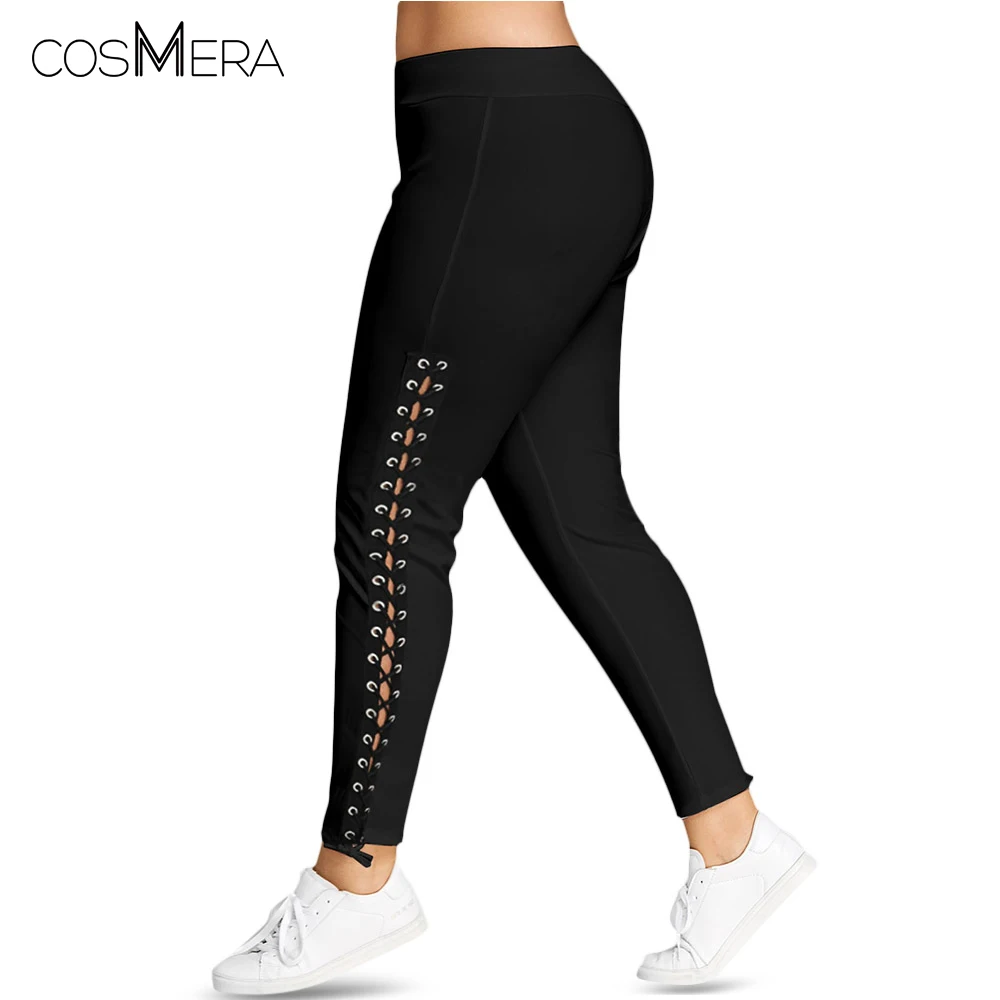 

CosMera Lace Up Grommet Leggings Women Pencil Pants Trouser White Black Leggings Big Size Skinny Leggins Female 5XL Plus Size