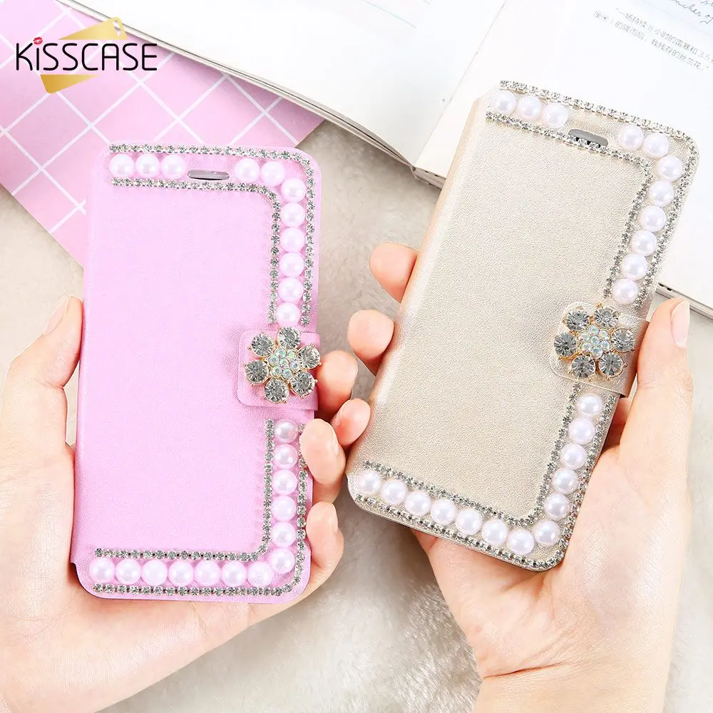 Стильный роскошный жемчужный кожаный чехол для iPhone 6 S 7 8plus снаряды Кожаный книжка