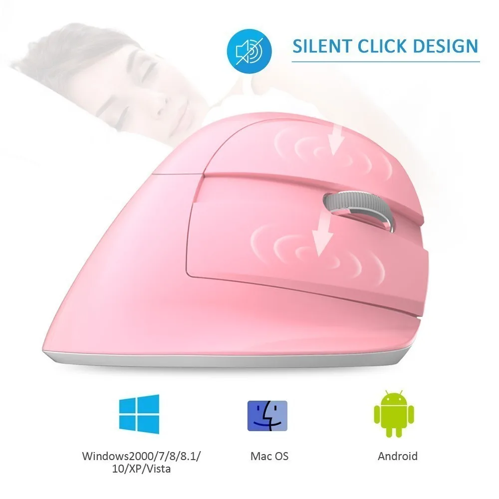 Delux M618 Mini Bluetooth USB Wireless Mouse Silent Click RGB Ergonomic Rechargeable Vertical Mice for Small 2