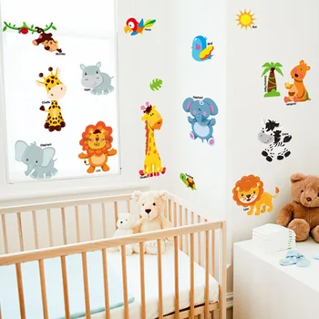 

1PC Wall Sticker For Kitchen Room Removable Peel And Stick Cartoon Animal Zoo Wall Decals Wall Stickers Wallpaper Wall Decor