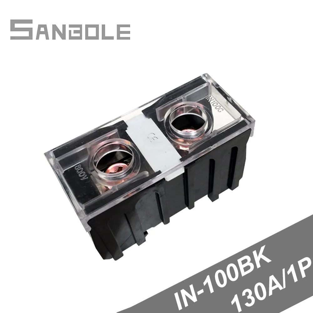 

IN-100BK (130A 1A) European Connection Terminal Block Copper Group Type Dual Row 22-38mm2 Terminals Seat (6PCS)
