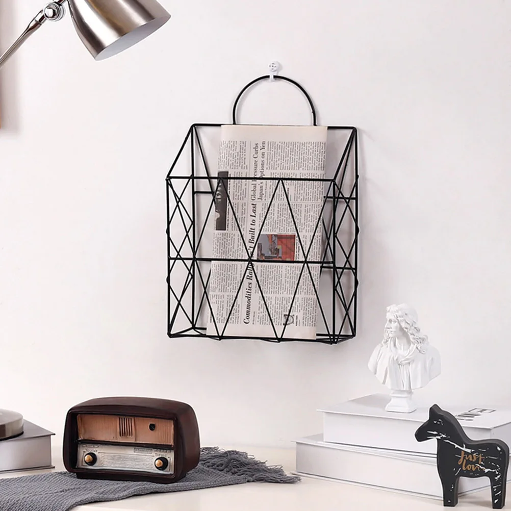 

1pc Metal Basket Wall-mounted Nordic INS File Book Rack Newspaper Magazine Rack Display Stand Holder Shelf Storage Container