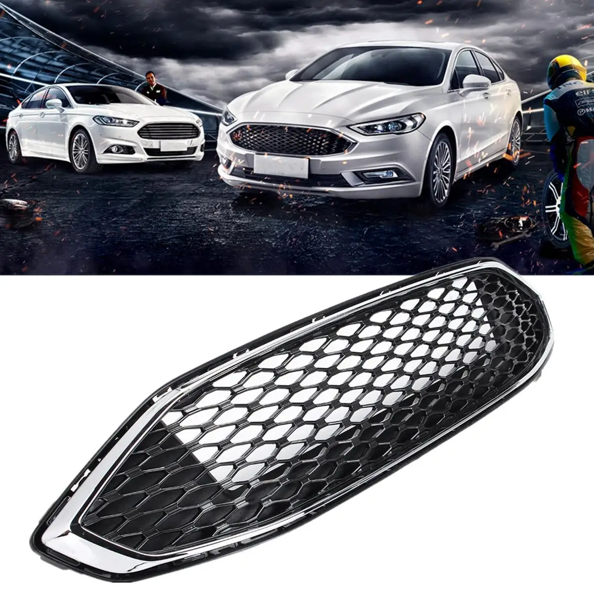 

ABS Upgrade Appearance For 2017 2018 for Ford for Fusion Front Bumper Racing Grills Provide Additional Protection Easy Install