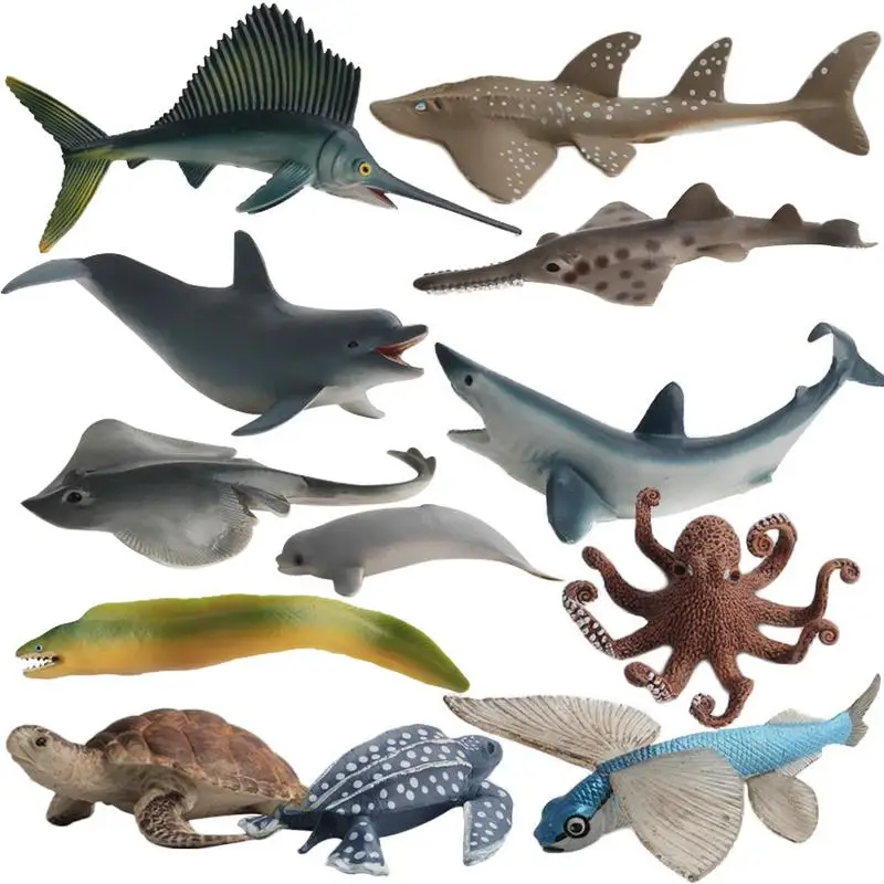 

12 Pcs/set Animal Model Doll Set Ornaments Underwater World Simulation Marine Life Various Fish Model Ocean Sea Animals Figures