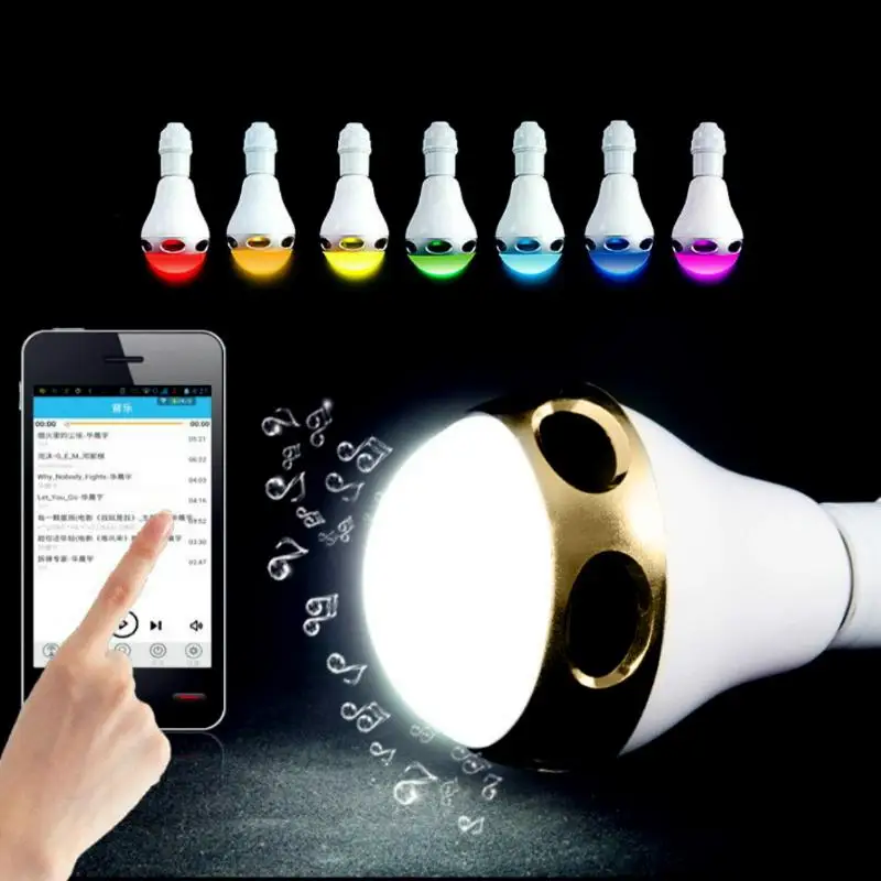 

Bluetooth Cntrl Music Audio Speaker LED Color Bulb Light Lamp E27 Gold