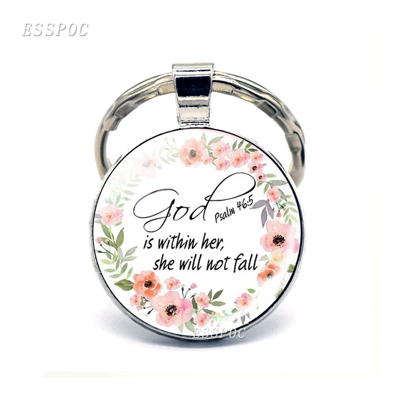 

Dropshipping God Is Within Her She Will Not Fall Bible Verse Keychain Inspirational Quote Christian Scripture Key Chain Rings