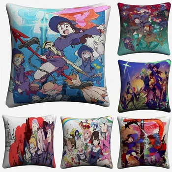 

Little Witch Academia Anime Girls Decorative Cotton Linen Cushion Cover 45x45cm For Sofa Chair Pillowcase Home Decor Almofada