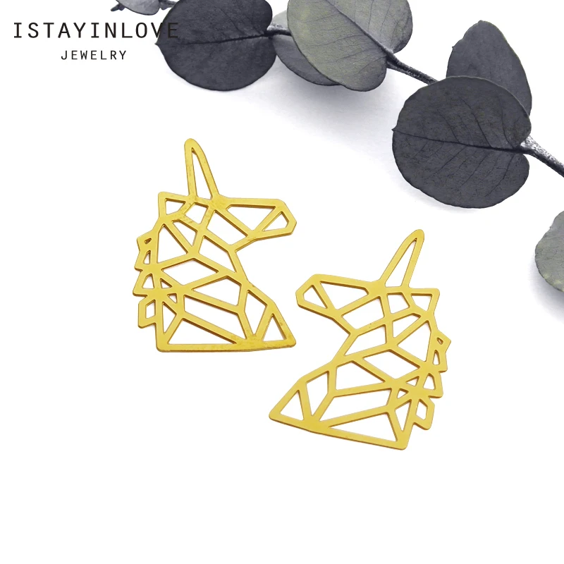 

Handmade Jewelry Making Supplies Pendant Laser Cut Metal Raw Brass Animal Unicorn Charm For DIY Necklace Earrings Brooch RD254 6