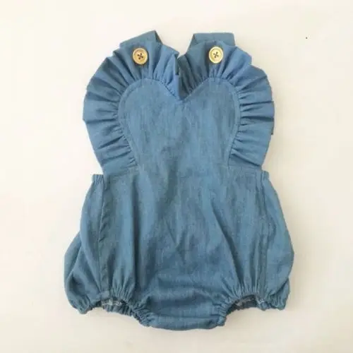Newborn Infant Baby Girl Denim Ruffle Romper Bodysuit Jumpsuit Outfits Sunsuit Clothes | Мать и ребенок