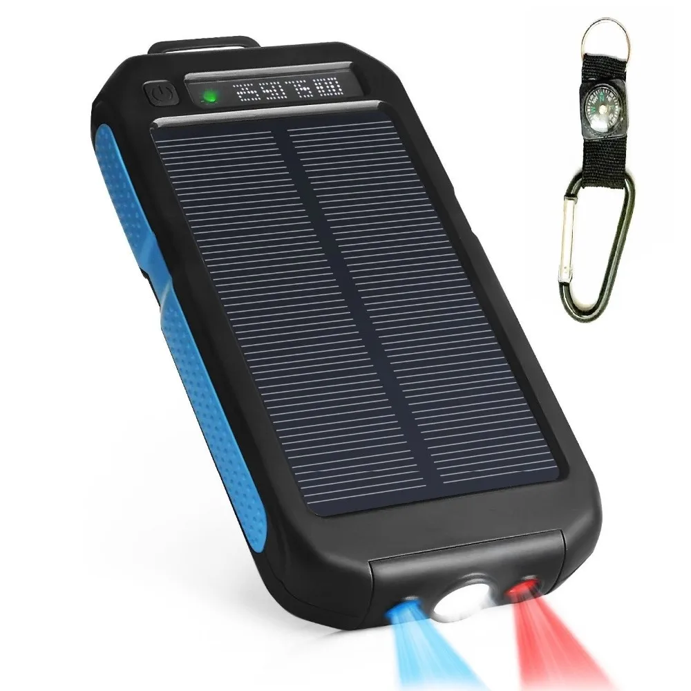 10000 мАч двойное USB водонепроницаемое солнечное зарядное устройство Солнечный внешний аккумулятор Новое внешнее зарядное устройство Внешний аккумулятор для смартфона+ компас