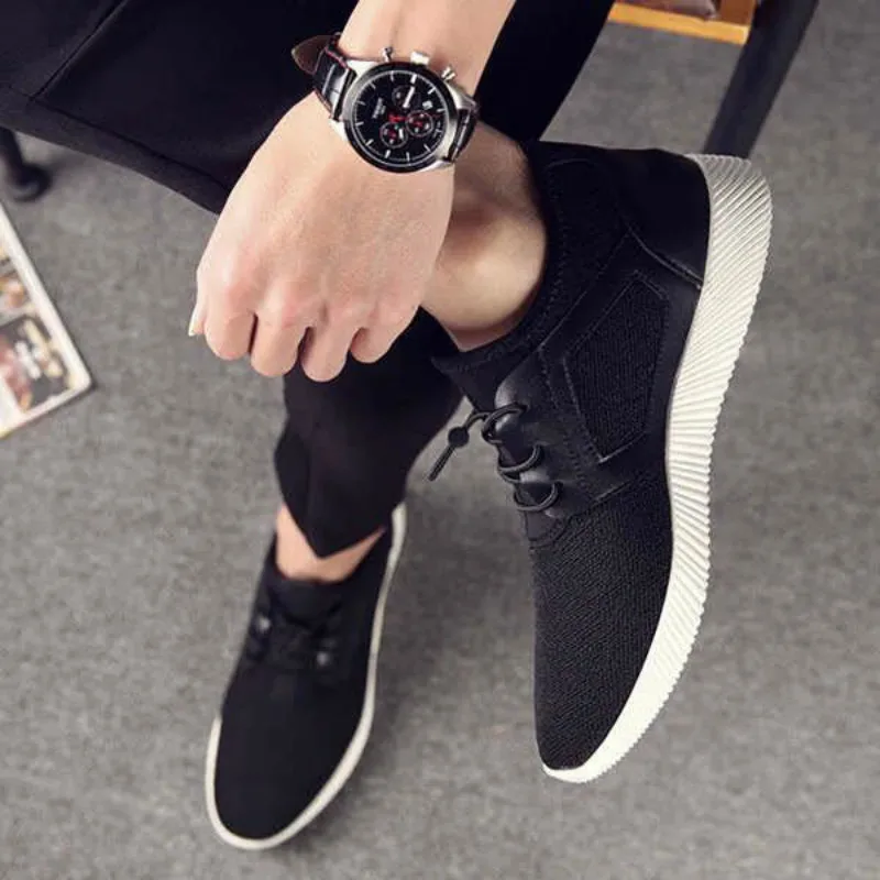 Fooraabo 2018 Fashion Tenis Summer Breathable Male Footwear Black Shoes For Men Lace Up Adult Sneakers Walking Casual Shoes Men