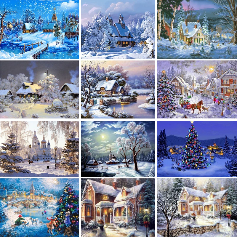 New Picture of Snow scene 5D DIY diamond embroidery painting home decor
