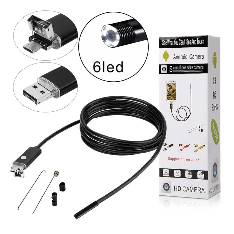 2 м 6LED Android/PC Водонепроницаемый эндоскоп для осмотра микро usb кабель HD камера| |