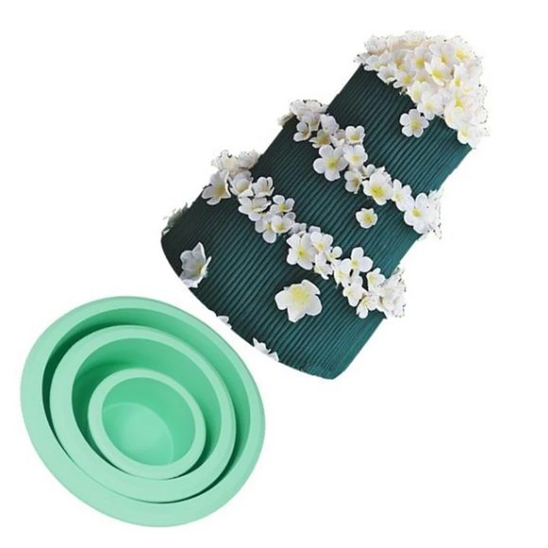 

Three Layers Round Moulds Wedding Cake Pan Baking Decorating Tool Tins Birthday Bakeware Pan Platinum Silicone Cupcake Molds