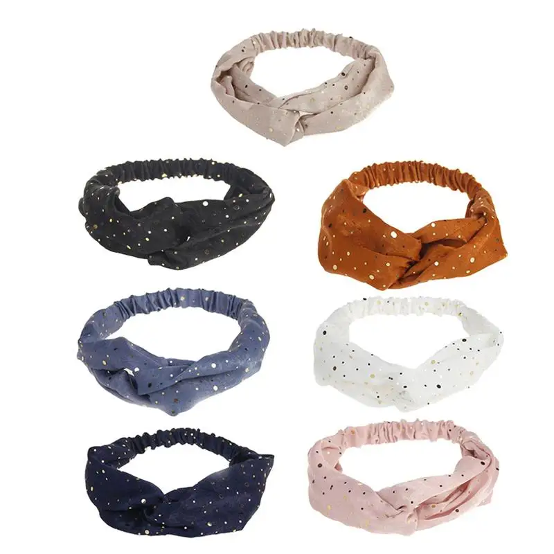 7pcs Headbands Decorative Elastic Cross Sequin Hair Accessories Hair