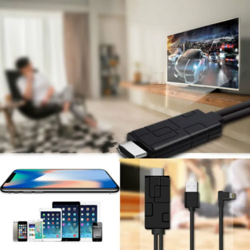 Lightning HDMI CABLE IPHONE IPAD экран AV TV кабель 1080p USB зарядное устройство|Коннекторы и