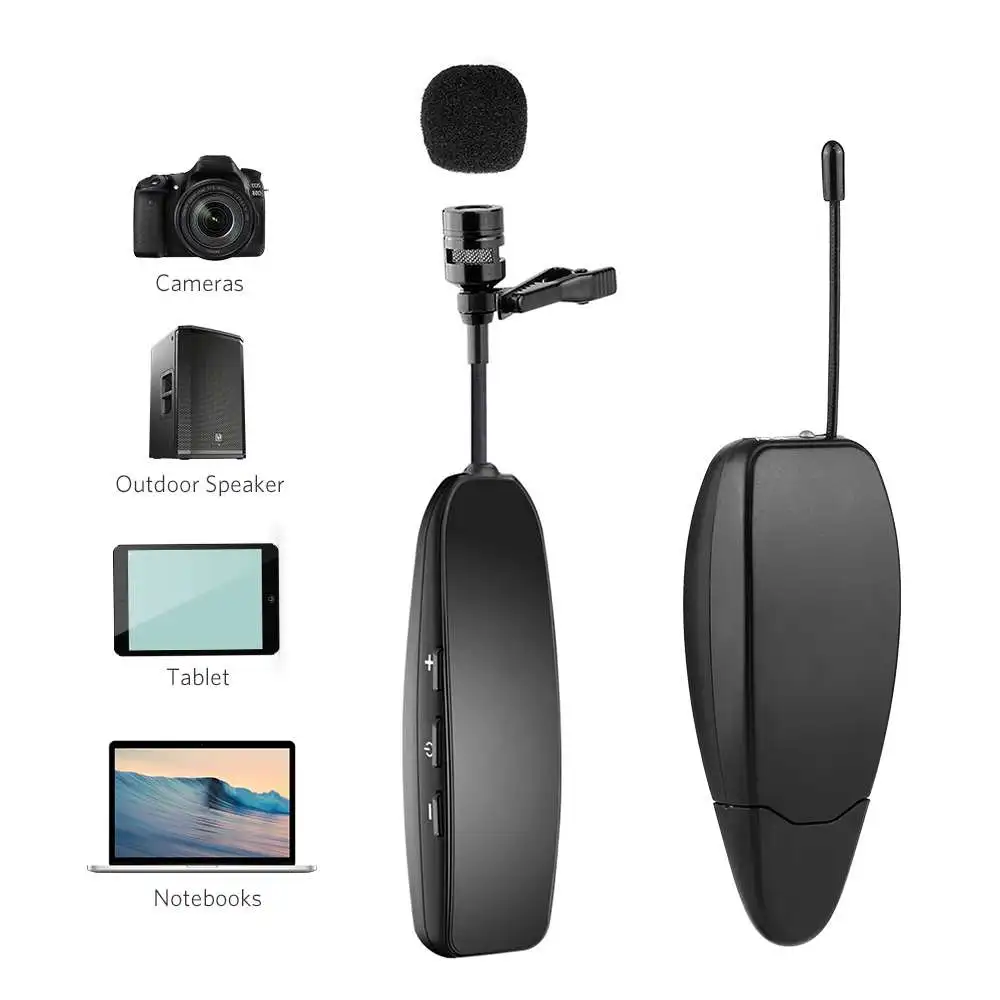 

ARCHEER Lapel Microphone Rechargeable Wireless LavalierMicrophone UHF Transmitter for conference teaching