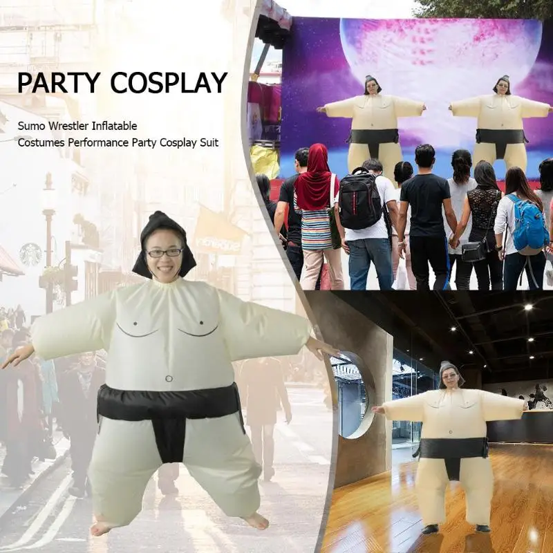 

2019 New Sumo Wrestler Inflatable Costumes Party Dress Cosplay Suit Performance Prop for Men Women Adults Fat Man