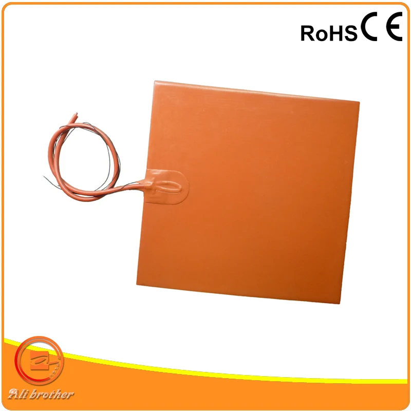 CE/RoHs Flexible Silicone 12V Heater 50mm*50mm 70w, Heating Beds With Adhesive And 100K NTC