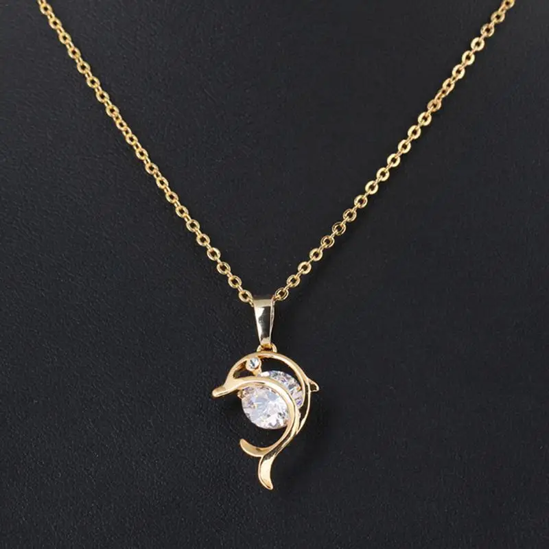 

1PC Characteristic Hollow-Out Small Dolphin Zircon Necklace Clothing Accessories Fashion Women Necklace