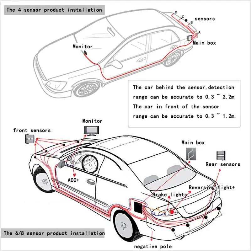 Датчик парковки QXNY 8 сенсор s автомобильный радар заднего ход, парковочный детектор автомобиля парковочный радар