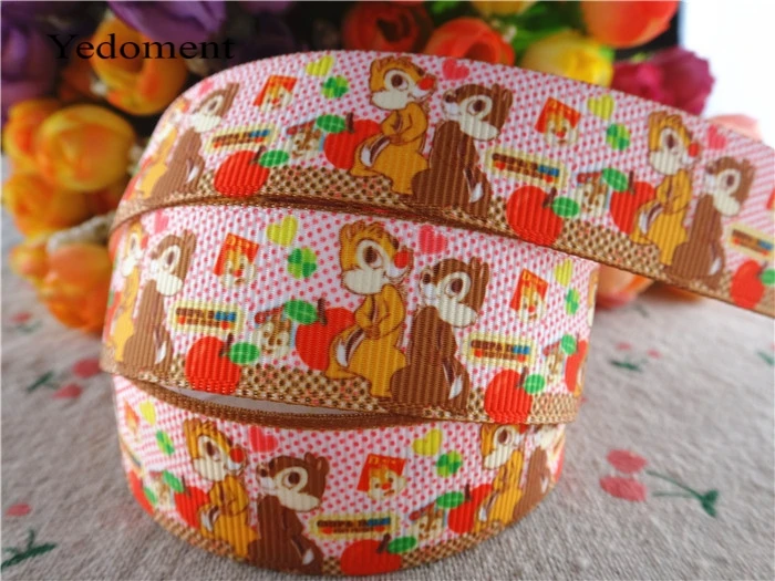 

16053036, new arrival 7/8'' 22mm 10 yards squirrels movie characters printed grosgrain ribbons cartoon ribbon handmade hair bows
