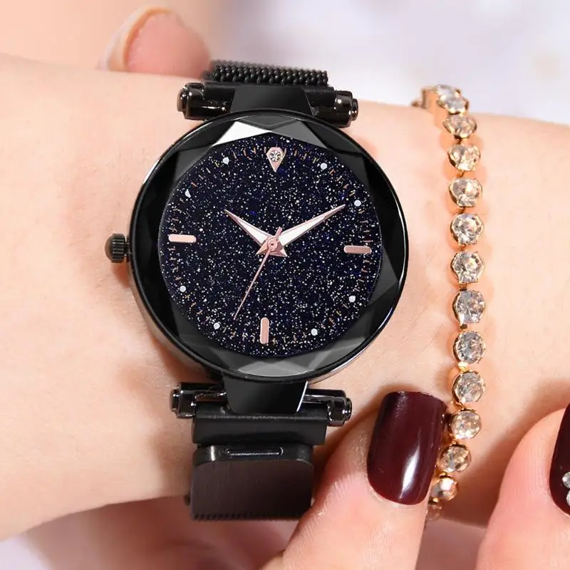 

Simple Fashion Women Magnetic Mesh Watches Luxury Casual Starry Sky Watch