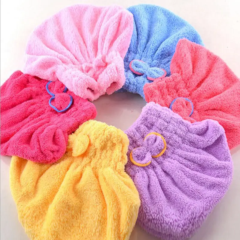 

Womens Girls Lady's Magic Quick Dry Bath Hair Drying Towel Head Wrap Hat Makeup cosmetics Cap Bathing Tool