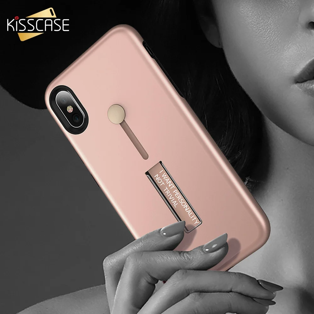 

KISSCASE Ring Stand Phone Case For iPhone X 10 8 7 6S 6 Plus 5s 5 SE PC+TPU 2 In 1 Shells Back Cases Cover Accessories Capinhas