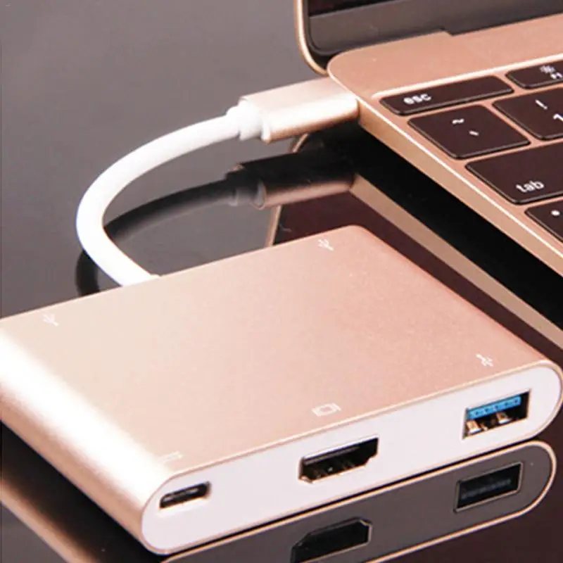USB C концентратор адаптер 3in1 Тип C HDMI ключ для MacBook/ноутбук MacBook Pro с USB C зарядки Порты и разъёмы 4 К HDMI USB3.0