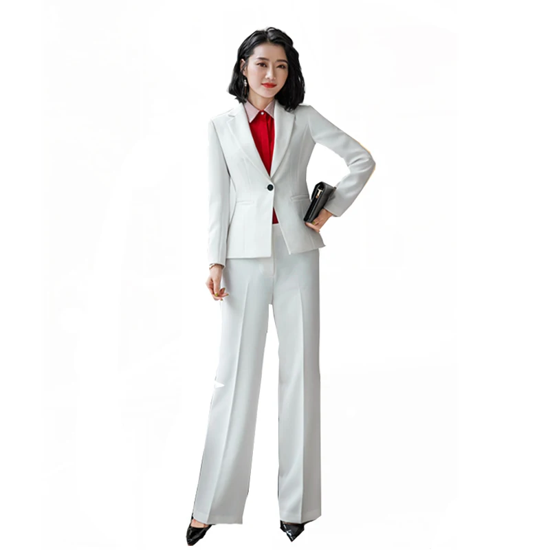 

2018 Fashion Business Suits 2 Pieces Set Solid Color Blazer+ Wide Pants Enegant Skirt Office Lady Clothes Female Worksuit