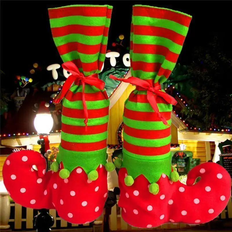

2018 Newest Hot Santa Claus Elf Shoe Boot Suspenders Candy Gift Bag Christmas Stocking Socks Hot