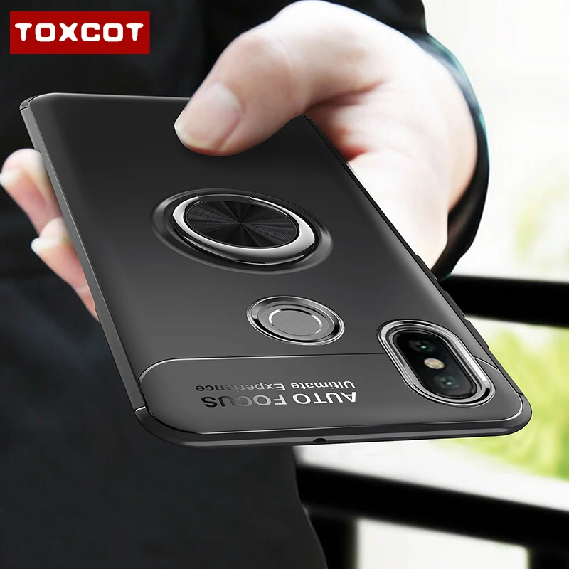 TOXCOT For Xiaomi Mi 8 Case Rotating Finger Ring Holder Soft Silicone Back Cover Mi8 SE Phone Cases |