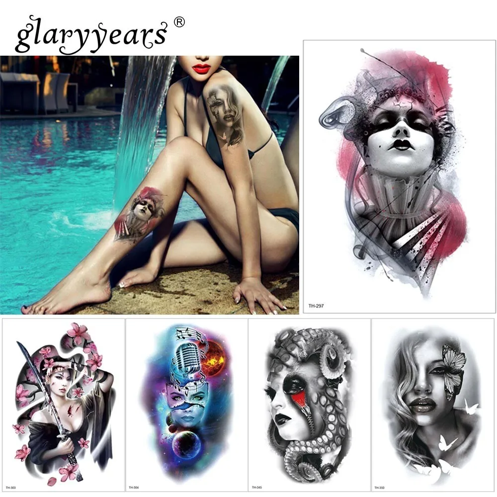 Временная тату наклейка glaryyears 1 шт. Красивая Искусственная татуировка женщина
