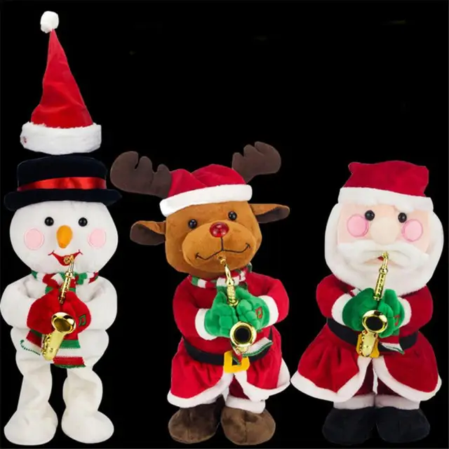Christmas Music Doll Christmas electric toy blowing saxophone Electric
