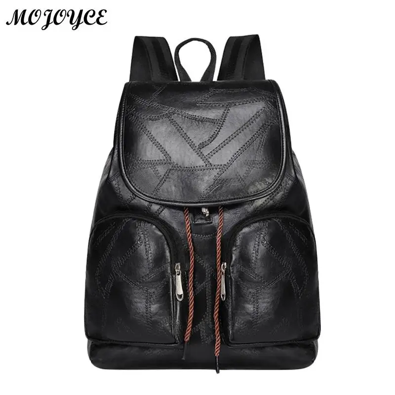 Fashion Black Female Bag Women Backpack Sheepskin Leather Rucksack Travel Preppy Style Shoulder School Bags Mochila Feminina Fashion Black Female Bag Women Backpack Sheepskin Leather Rucksack Travel Preppy Style Shoulder School Bags Mochila Feminina