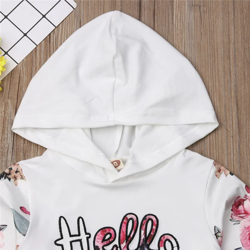 Pudcoco/От 1 до 5 лет комплект одежды для маленьких девочек Hello хлопковые топы с
