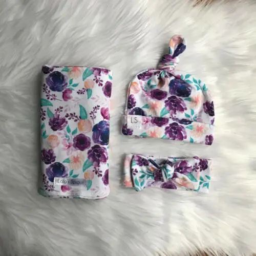 Г. для малышей, с цветочным узором, плотно прилегающее Пеленальное Одеяло для сна, милый спальный мешок для детей 0-3 месяцев, 3 предмета, хлопковая пеленка