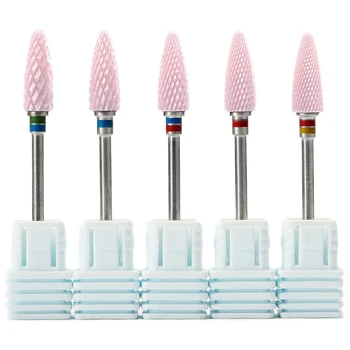 

Shellhard 5 Styles Ceramic Nail Drill Bits Grinding Drill Bit Cuticle Clean Electric Manicure Tool With Transparent Cover Holder